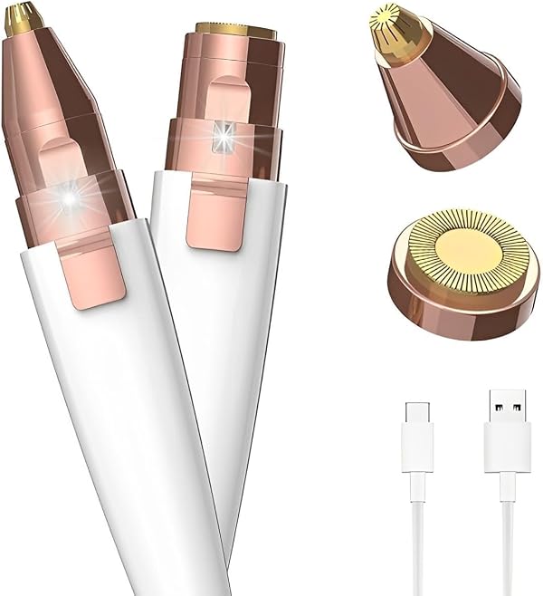 VIFERA 2-in-1 Eyebrow Trimmer for Women - Facial Hair Removal Machine For Women - Face,Upper Lips,Cheek, Chin and Nose Hair Trimmer, USB RECHARGEABLE Epilator With Light