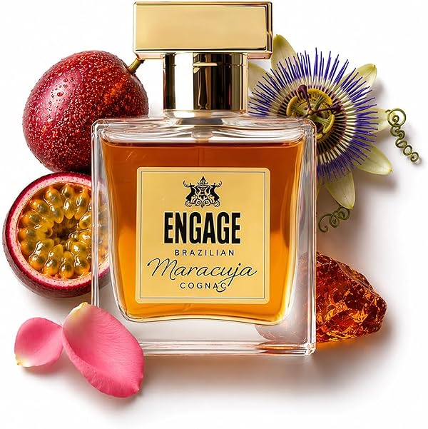 Engage Brazilian Maracuja Cognac Eau De Parfum for Men 50ml|Long lasting Perfume|Amber, Leather, Oud|Tropical Brazilian EDP|Luxury Gift for Men|No Parabens|No Silicones|Dermat-Tested|Crafted by Expert
