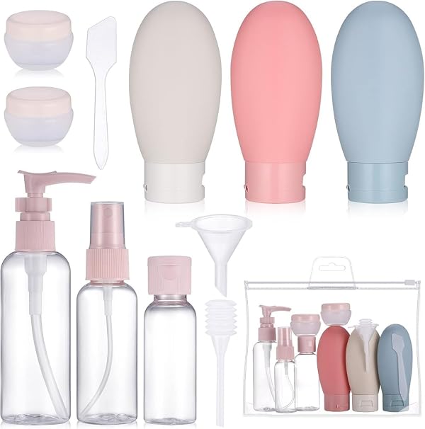 TAGPR 11pcs Travel Bottles for Toiletries Travel Essentials for Women Toiletry Bottles for Travelling for Shampoo Cream Handwash Lotion Storage Bottle Accessories Women 60Ml Multicolour (Combo 2)