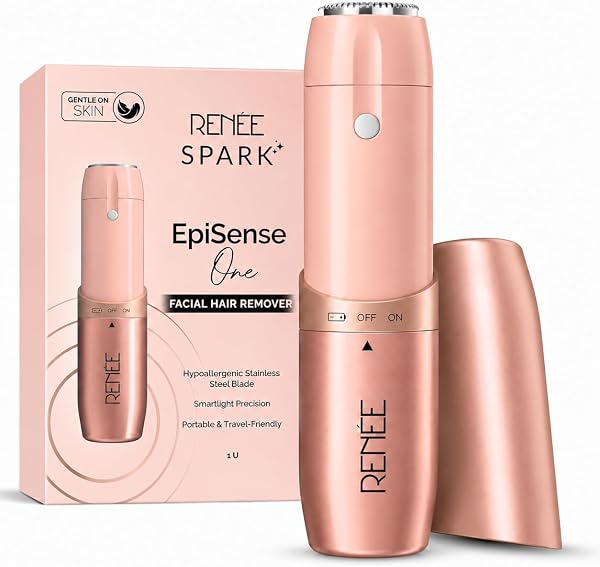 RENEE Spark EpiSense One Facial Hair Remover | Cheeks, Upper Lip & Chin, Gentle On Skin | With Hypoallergenic Stainless Steel Blade & Smartlight Precision | For Women | 1 Unit