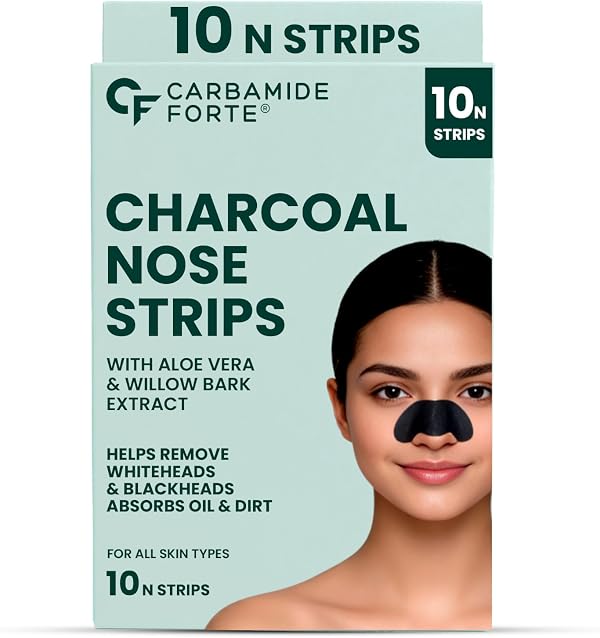 Carbamide Forte Charcoal Nose Strips for Blackhead Removal | Blackheads Removal Strips for painless and instant black head removal | Works within 15 minutes - 10 Strips