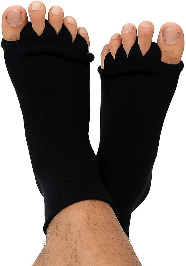 Foot Alignment Socks women 5 Finger Toe Separator for Men & Women (Free Size | Black) Plantar Fasciitis Leg Foot Pain Relief Bunion Corrector Hallux Valgus, Orthopaedic socks for Office, Yoga, Gym( 2026 UPDATE)