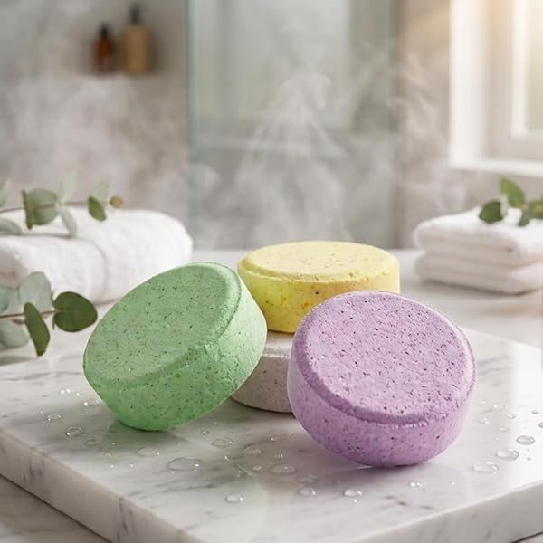 Luxury Aromatherapy Shower Steamers - Essential Oil Infused Spa Shower Bombs for Stress Relief & Relaxation, Long Lasting Aroma (Pack of 4)