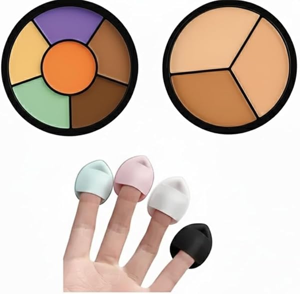Concealer Palette Set with Colour Corrector and Finger Sponges