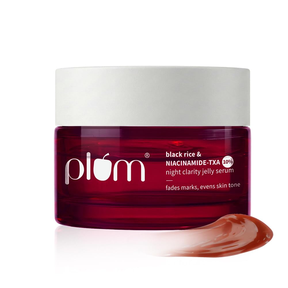 Plum Black Rice & Niacinamide-TXA 10% Night Clarity Jelly Serum | visibly reduce dark spots, stubborn acne marks, and improve overall skin clarity| 25ml
