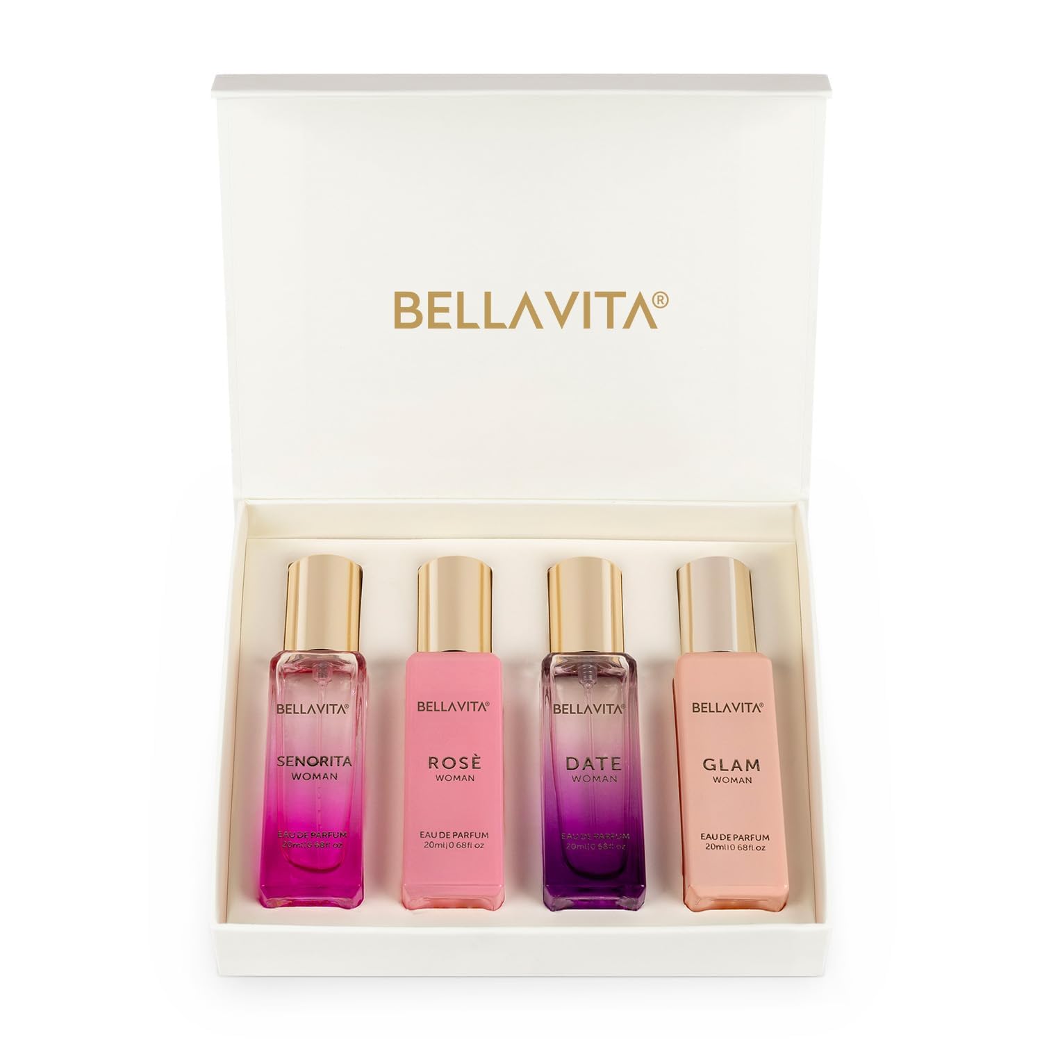 Bella Vita Luxury Women Perfume Gift Set 4x20ml (Date, Senorita, Glam & Rose)